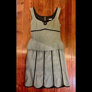 Gray and Black Peplum Piping Vintage Nanette Lepore Tank/Skirt Set (US 4)